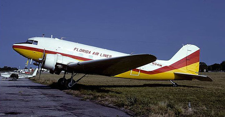 Florida Air Lines DC-3 N341W (msn 13041) at the Sarasota base in 1975.