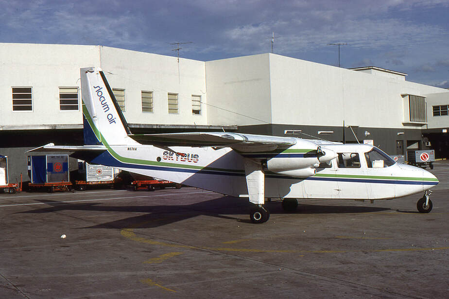 Slocum Airlines  Britten Norman BN-2 Islander N67HA in the blue and green of Air Florida.