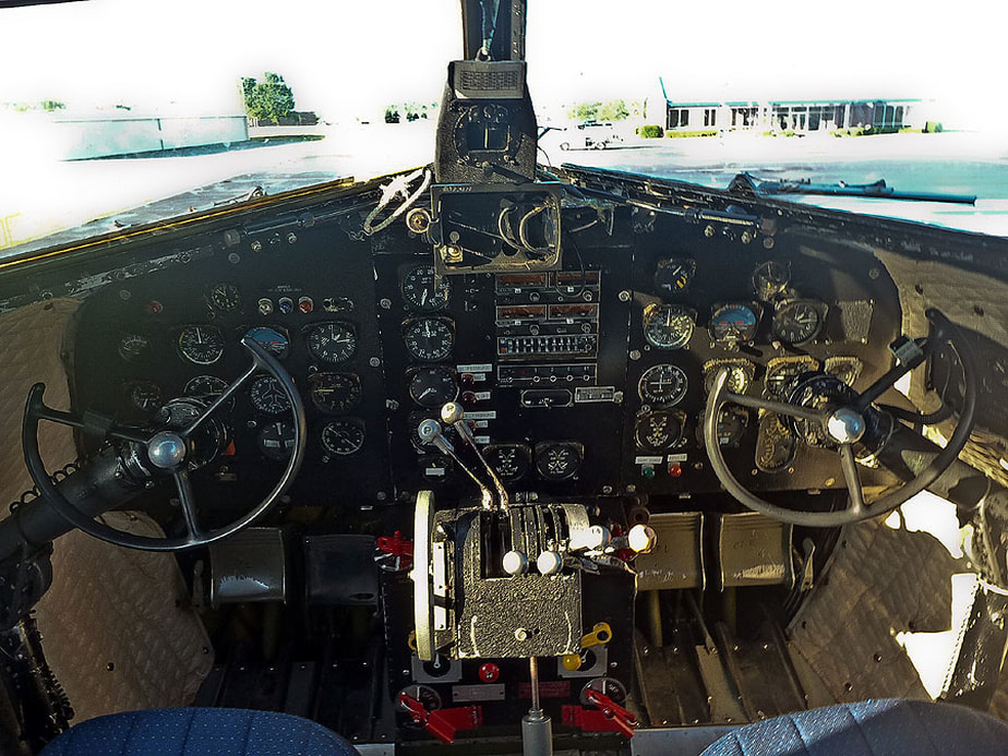 Cockpit of DC-3 N28AA.
