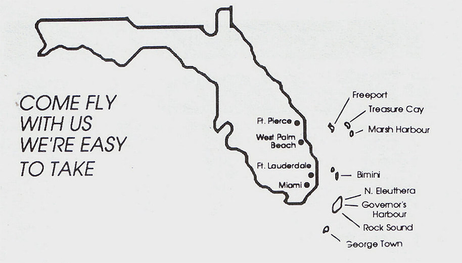 Aero Coach destination map dated February 1, 1991.