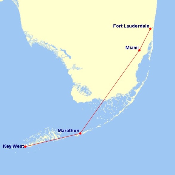 Pro Air route map , 1981