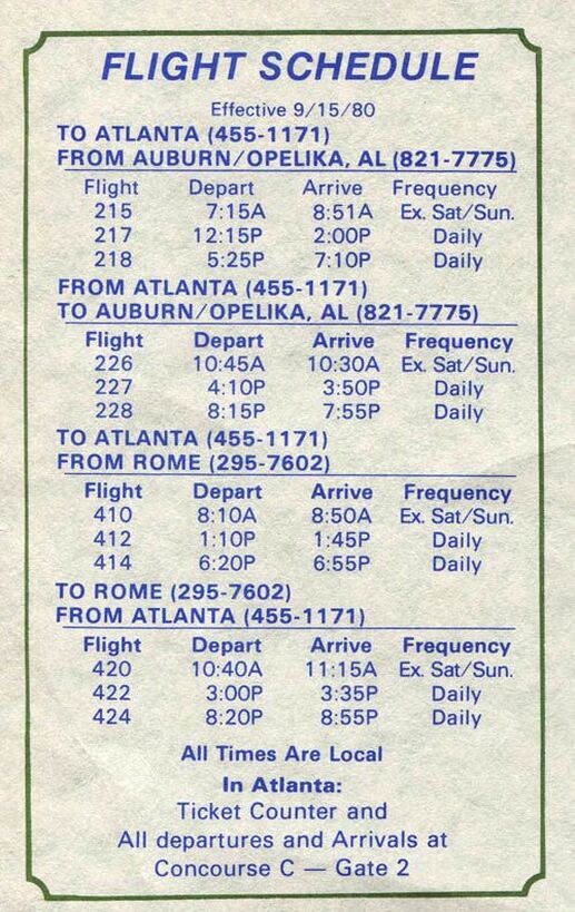 History of airline service at Rome, GA - Sunshine Skies