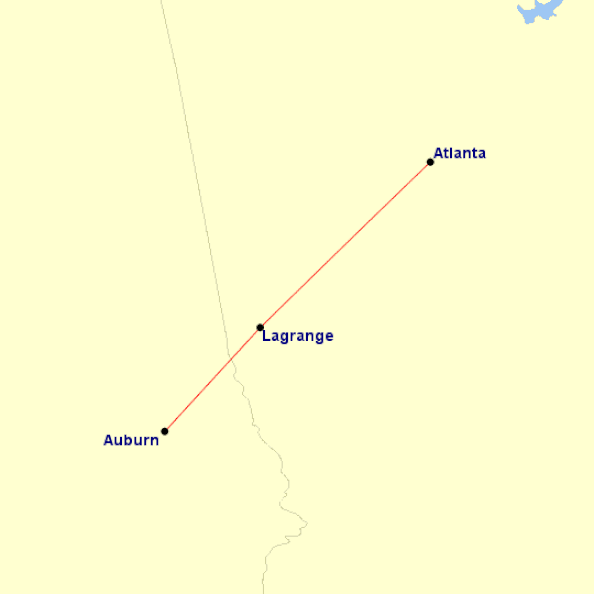 Southeastern Commuter Airlines route map 1977