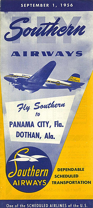 Southern Airways timetable from 1956.