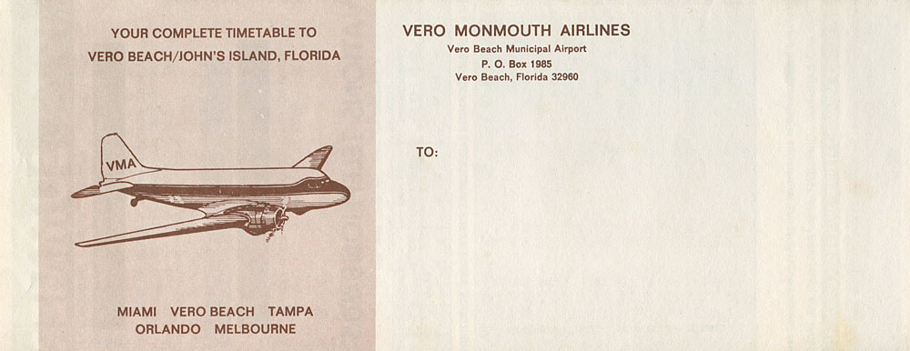 Vero Monmouth Airlines timetable DC-3