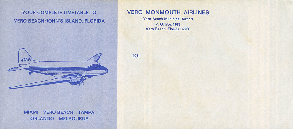 Vero Monmouth Airlines timetable